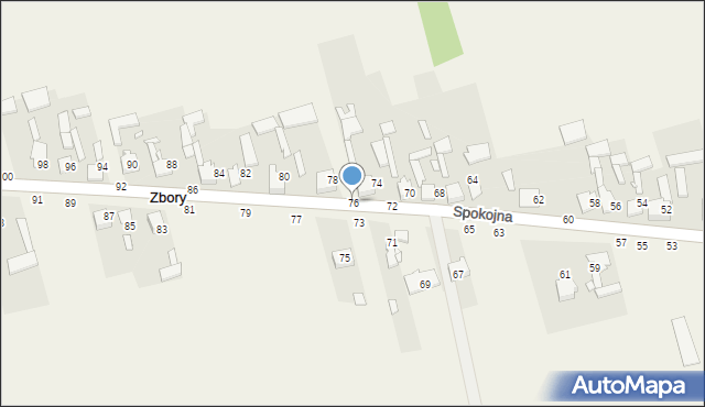 Zbory, Spokojna, 76, mapa Zbory