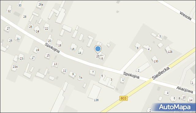 Żelków-Kolonia, Spokojna, 10, mapa Żelków-Kolonia