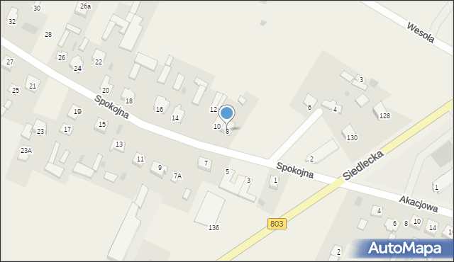 Żelków-Kolonia, Spokojna, 8, mapa Żelków-Kolonia