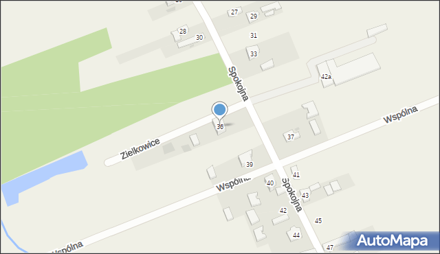 Zielkowice, Spokojna, 36, mapa Zielkowice