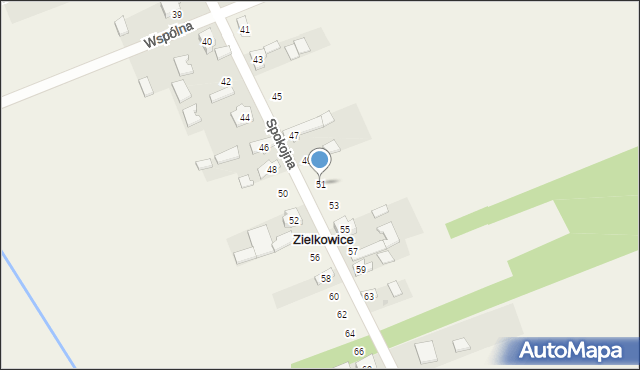 Zielkowice, Spokojna, 51, mapa Zielkowice