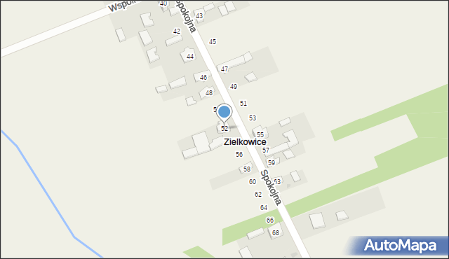 Zielkowice, Spokojna, 52, mapa Zielkowice