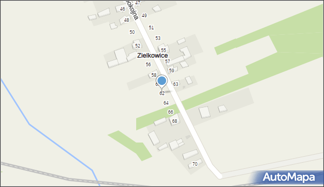 Zielkowice, Spokojna, 62, mapa Zielkowice