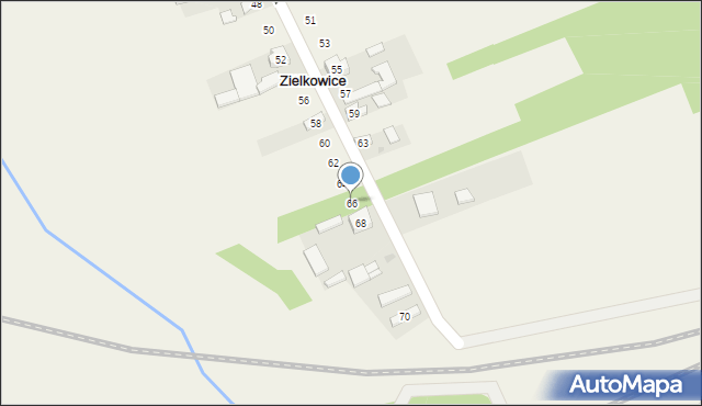 Zielkowice, Spokojna, 66, mapa Zielkowice