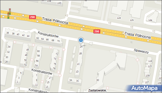 Zielona Góra, Spawaczy, 1A, mapa Zielona Góra