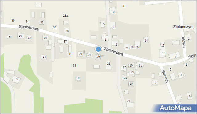Zielonczyn, Spacerowa, 25, mapa Zielonczyn