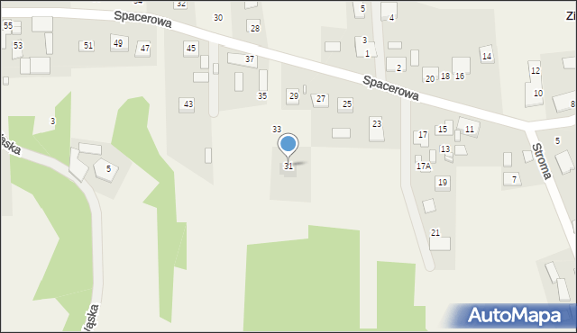 Zielonczyn, Spacerowa, 31, mapa Zielonczyn