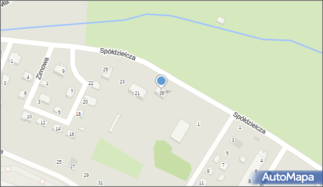 Żory, Spółdzielcza, 19, mapa Żor