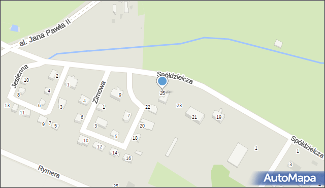 Żory, Spółdzielcza, 25, mapa Żor
