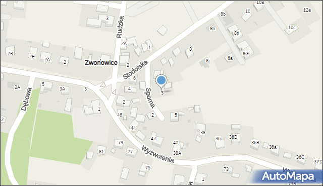 Zwonowice, Sporna, 3, mapa Zwonowice