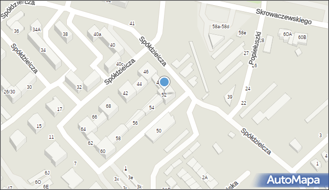 Żyrardów, Spółdzielcza, 52, mapa Żyrardów