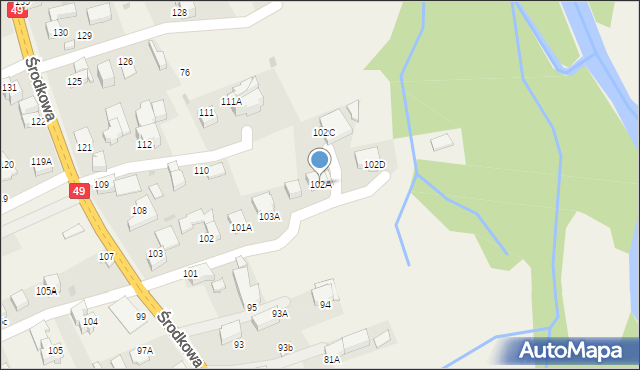 Białka Tatrzańska, Środkowa, 102A, mapa Białka Tatrzańska