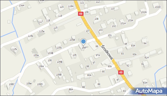 Białka Tatrzańska, Środkowa, 104, mapa Białka Tatrzańska