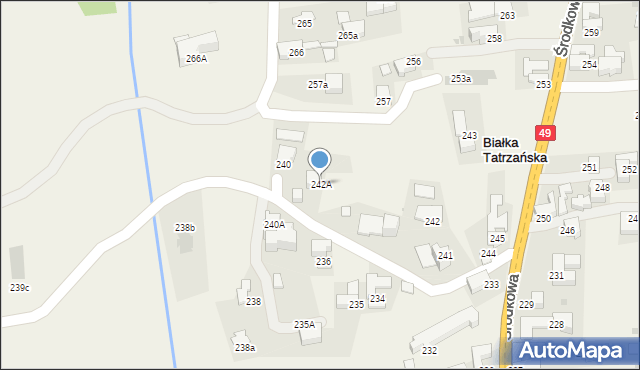 Białka Tatrzańska, Środkowa, 242A, mapa Białka Tatrzańska