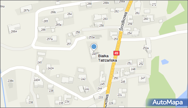 Białka Tatrzańska, Środkowa, 243, mapa Białka Tatrzańska