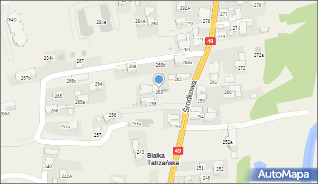 Białka Tatrzańska, Środkowa, 263, mapa Białka Tatrzańska