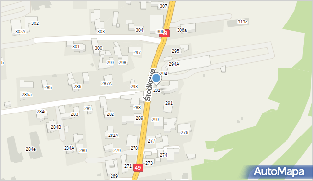 Białka Tatrzańska, Środkowa, 292, mapa Białka Tatrzańska