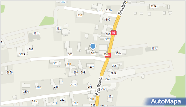 Białka Tatrzańska, Środkowa, 304, mapa Białka Tatrzańska