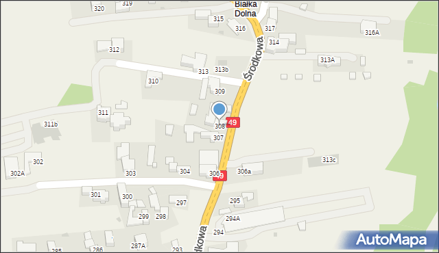 Białka Tatrzańska, Środkowa, 308, mapa Białka Tatrzańska