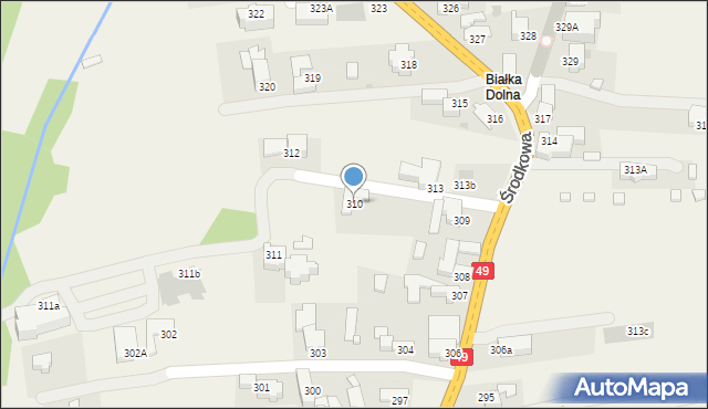 Białka Tatrzańska, Środkowa, 310, mapa Białka Tatrzańska