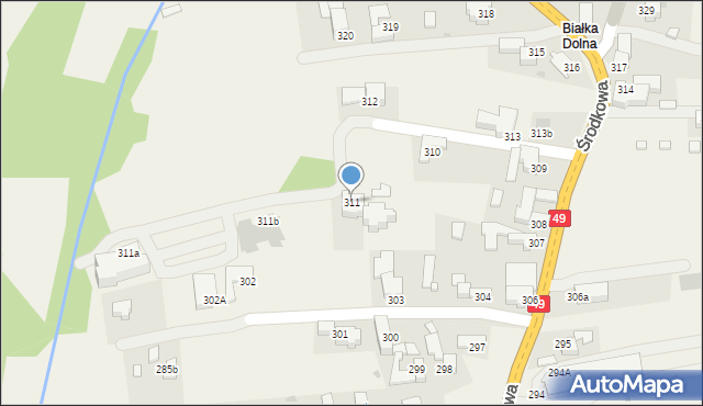 Białka Tatrzańska, Środkowa, 311, mapa Białka Tatrzańska