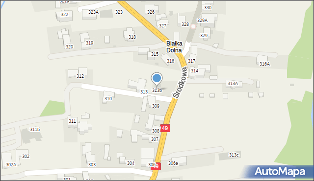 Białka Tatrzańska, Środkowa, 313b, mapa Białka Tatrzańska