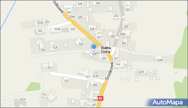 Białka Tatrzańska, Środkowa, 315, mapa Białka Tatrzańska