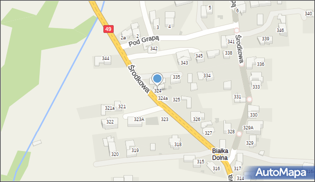 Białka Tatrzańska, Środkowa, 324, mapa Białka Tatrzańska