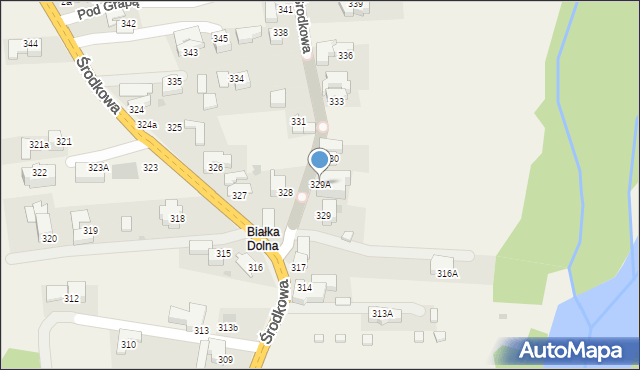 Białka Tatrzańska, Środkowa, 329A, mapa Białka Tatrzańska