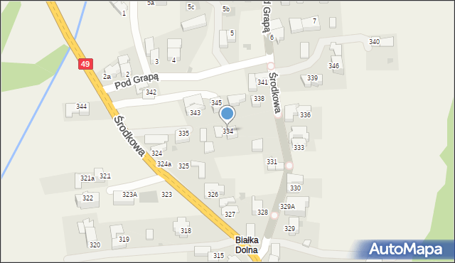 Białka Tatrzańska, Środkowa, 334, mapa Białka Tatrzańska