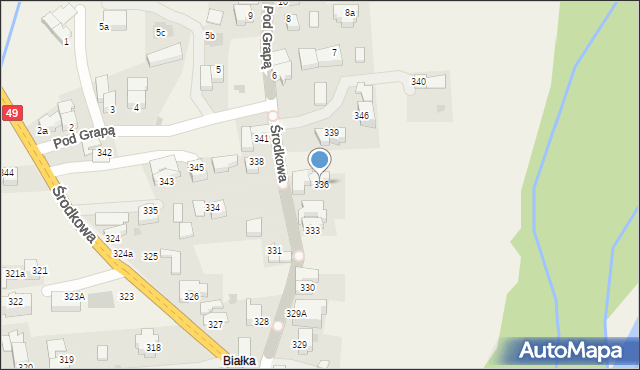 Białka Tatrzańska, Środkowa, 336, mapa Białka Tatrzańska