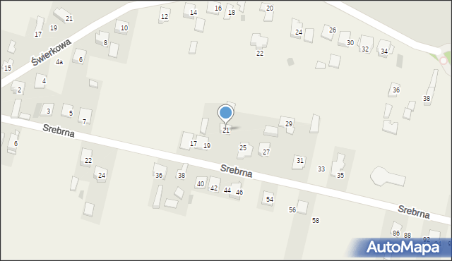 Białki, Srebrna, 21, mapa Białki