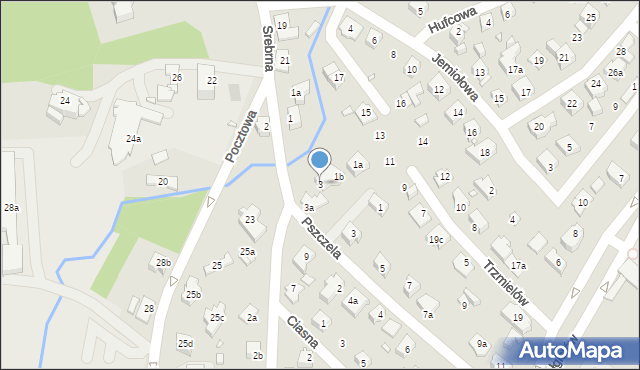 Bielsko-Biała, Srebrna, 3, mapa Bielsko-Białej
