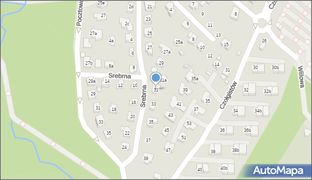 Bielsko-Biała, Srebrna, 31, mapa Bielsko-Białej
