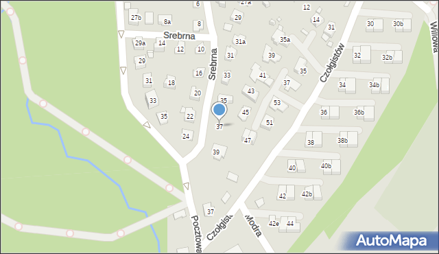 Bielsko-Biała, Srebrna, 37, mapa Bielsko-Białej