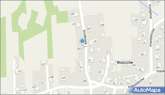 Bluszczów, Środkowa, 16, mapa Bluszczów