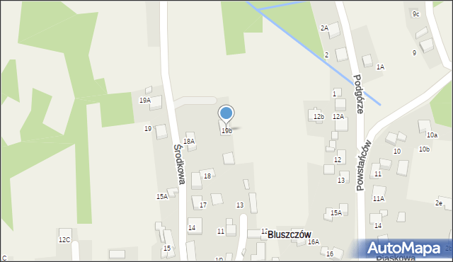 Bluszczów, Środkowa, 19b, mapa Bluszczów