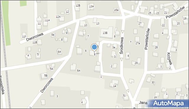 Bluszczów, Środkowa, 4, mapa Bluszczów