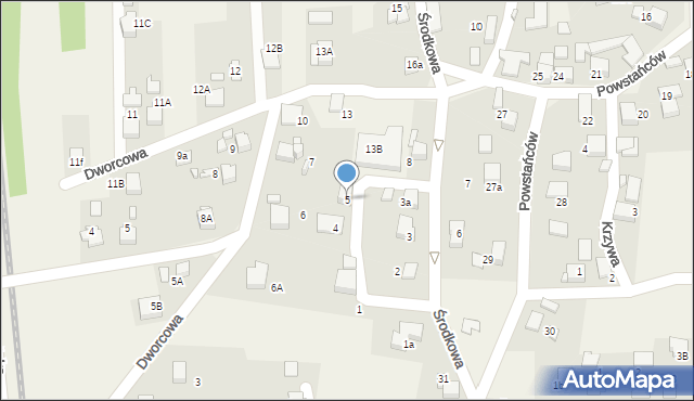 Bluszczów, Środkowa, 5, mapa Bluszczów