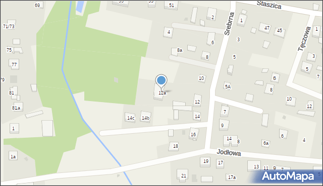 Brzeziny-Kolonia, Srebrna, 12a, mapa Brzeziny-Kolonia
