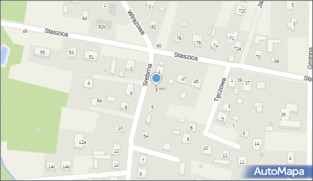 Brzeziny-Kolonia, Srebrna, 3, mapa Brzeziny-Kolonia