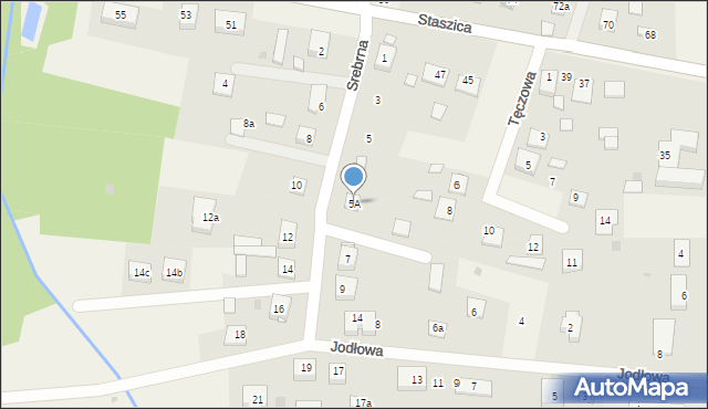 Brzeziny-Kolonia, Srebrna, 5A, mapa Brzeziny-Kolonia