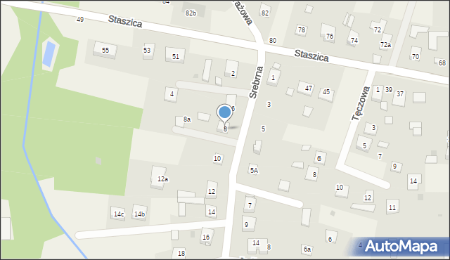 Brzeziny-Kolonia, Srebrna, 8, mapa Brzeziny-Kolonia