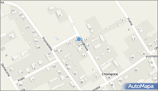 Chomęcice, Środkowa, 9, mapa Chomęcice