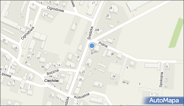 Ciechów, Średzka, 24, mapa Ciechów