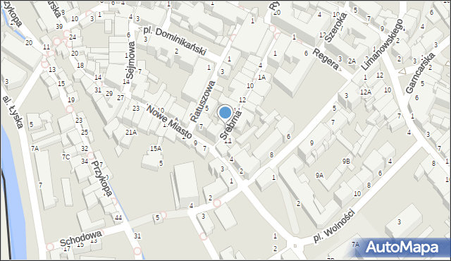 Cieszyn, Srebrna, 18A, mapa Cieszyna