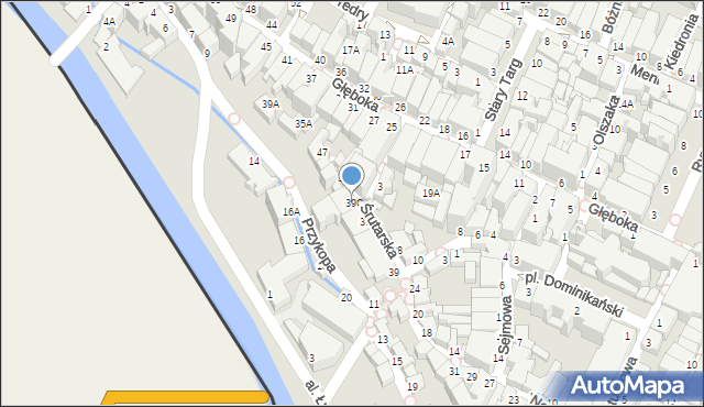 Cieszyn, Śrutarska, 39C, mapa Cieszyna