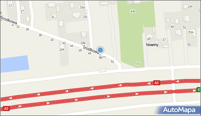 Cisie, Środkowa, 50, mapa Cisie