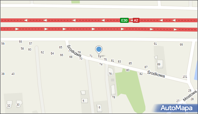 Cisie, Środkowa, 73, mapa Cisie