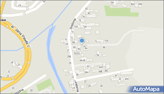 Częstochowa, Srebrna, 62, mapa Częstochowy